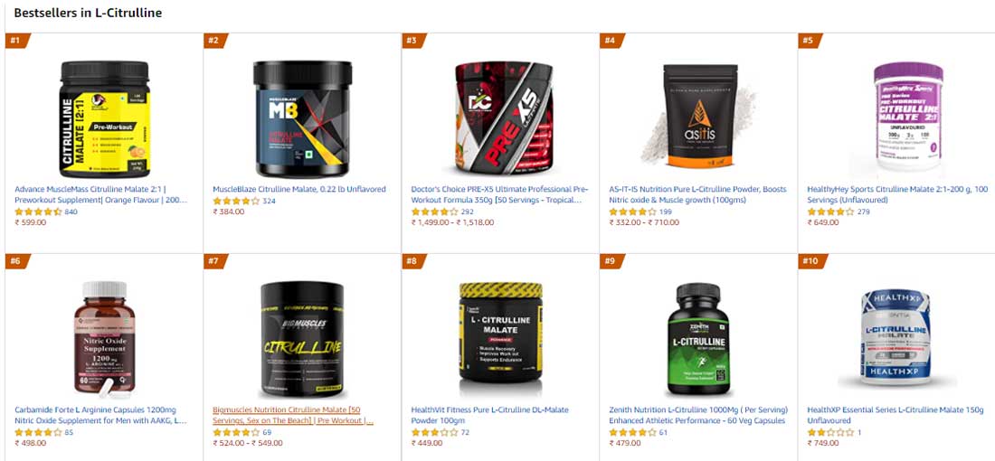 bestsellers in l citrulline 2021