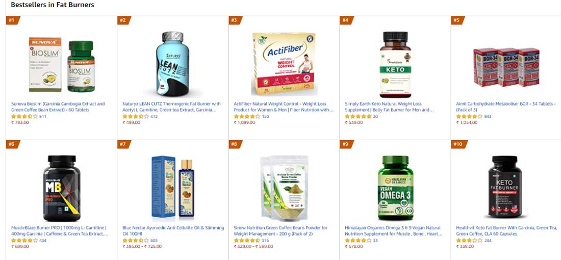 bestsellers in fat burners for Weight Loss in India