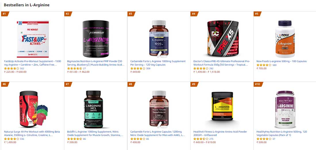 bestsellers in l arginine 2021