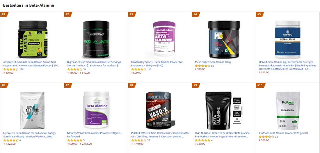 bestsellers in beta alanine 2021