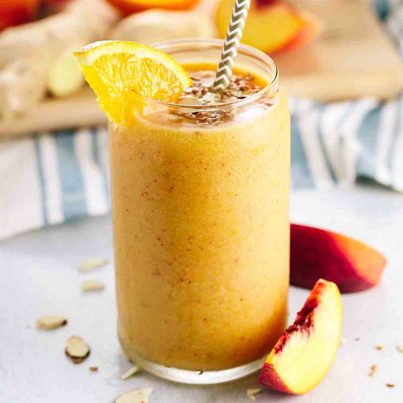 Peaches Along With OJ Smoothie