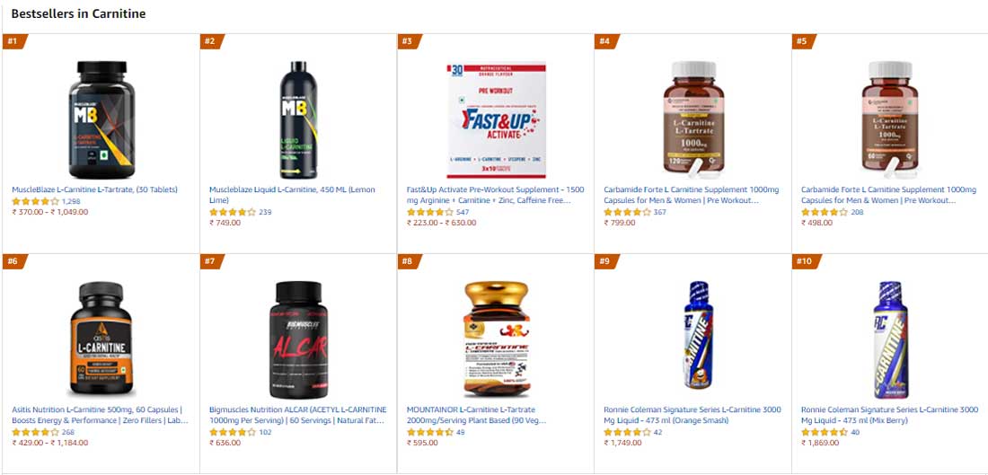 bestsellers in carnitine 2021