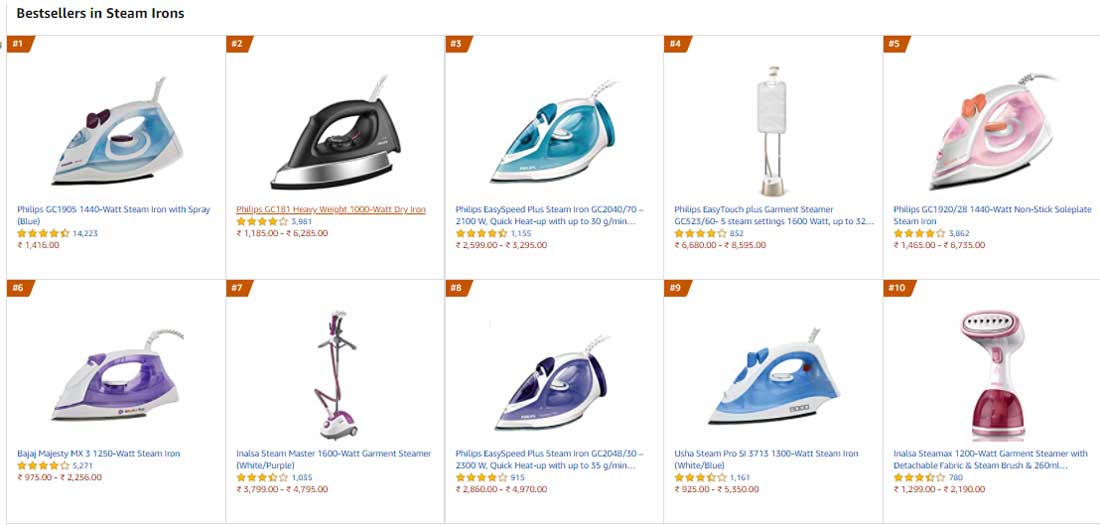 bestsellers in steam irons 2021