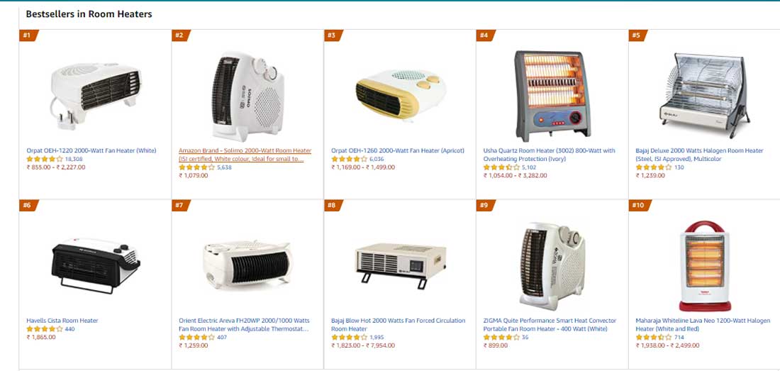 bestsellers in room heaters 2021